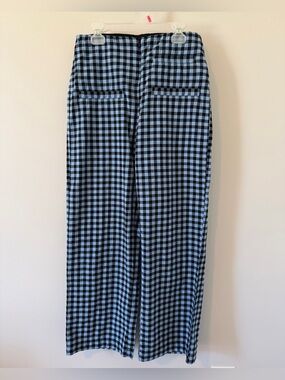 Bimba Y Lola Gingham Plaid Cotton Pants EUR Size 36/ US Small Blue Black Trouser